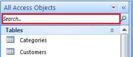 Search Bar on the Microsoft Access 2007 Navigation Pane