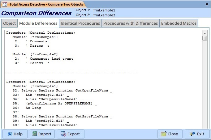 Microsoft Access Form Module Differences 