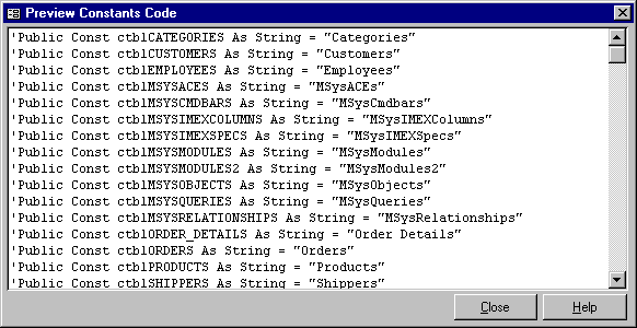 Preview Constants Code