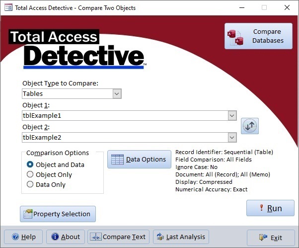 Compare Two Microsoft Access Objects for Differences Compare Two Microsoft Access Objects for Differences